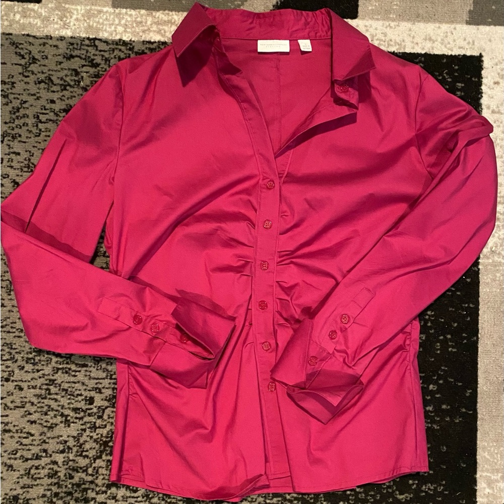 Pink button down top